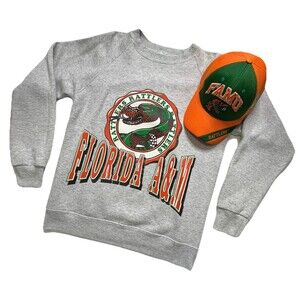 Florida A&M University Vintage 90s FAMU Sweatshirt Made In USA Large W/Hat